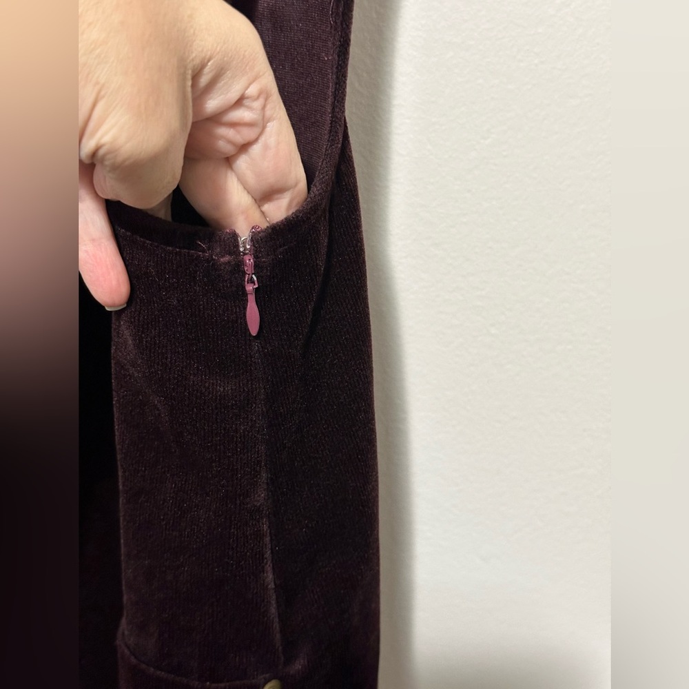 Anthropologie SAGE the Label Mini Dress Jumper Size L Velvet Corduroy Maroon Y2K - Picture 5 of 8